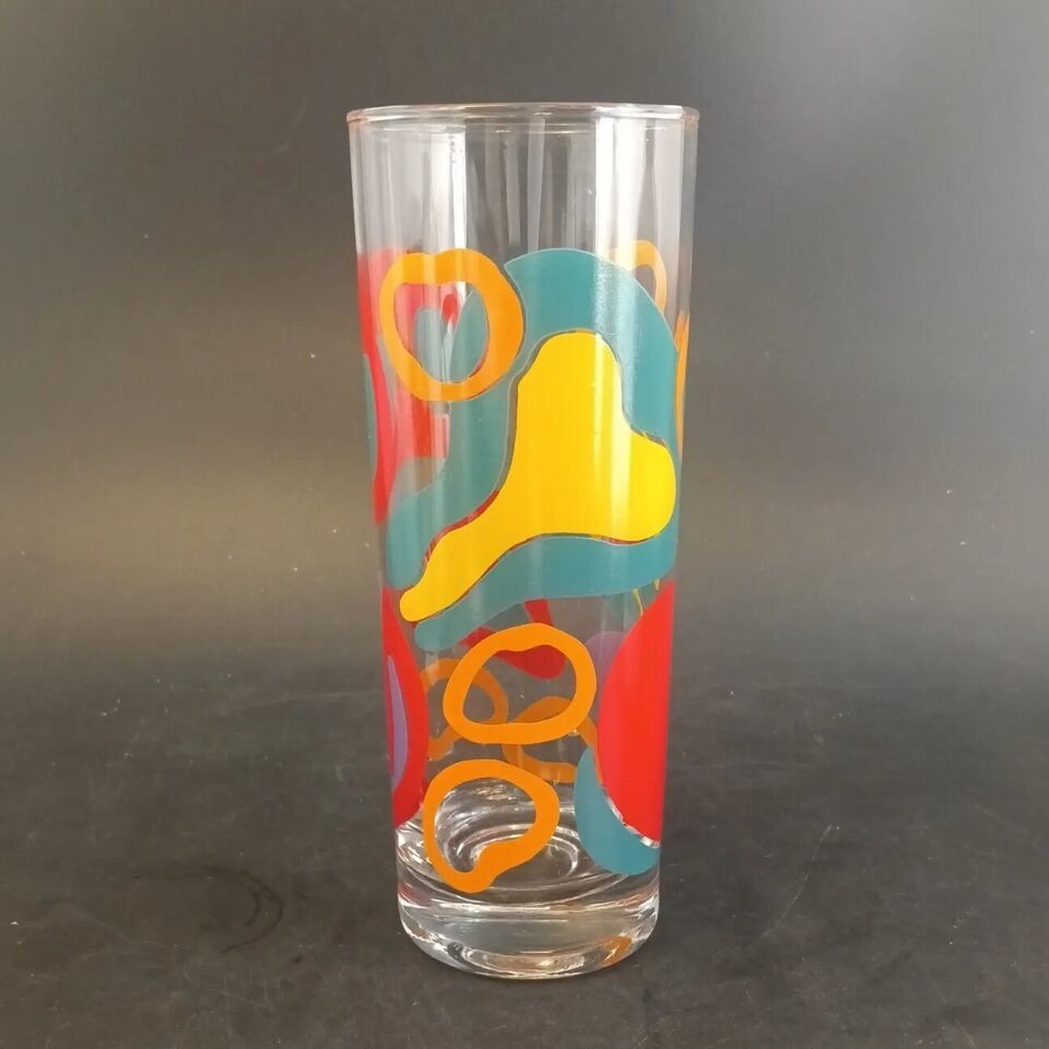 Colorful Abstract MCM Barware, 6.5&quot; Tall 12 oz, Tom Collins Glasses, Wei... - $15.00