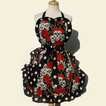 Plus Size Tattoo Art and Polka Dots Skulls and Roses Apron - £32.07 GBP