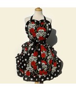 Plus Size Tattoo Art and Polka Dots Skulls and Roses Apron - £33.83 GBP