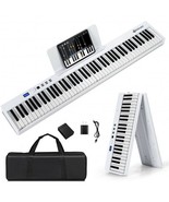 88-Key Foldable Digital Piano with MIDI and Wireless BT-White - Color: W... - $281.73 CAD