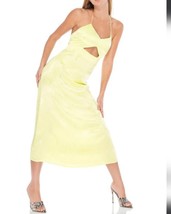AFRM Womens Halter Dress Yellow Snake Print Open Back Midi Spaghetti Strap S New - £33.83 GBP