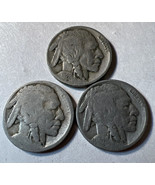 1929 1928 Buffalo Nickel 3 Coins - £7.04 GBP
