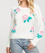 Chaser - Floral Cotton Blend Long Sleeve Crew Neck Sweater - £35.38 GBP