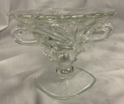 Vintage Clear Glass Candle Stick Holder With Handles - £7.32 GBP