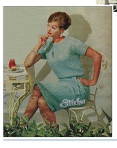 1960s Star Stitch Sheath Dress, Short Sleeves - Knit pattern (PDF 2763) - £2.99 GBP