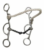 Western Saddle Horse Combination Dogbone Snaffle Bit + Rope Nose Hackamore - £23.52 GBP