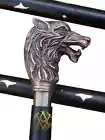 Brass Solid Handle Walking Canes Stick Wolf Head Christmas Gift for Men/... - $36.99