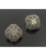 JUDITH JACK 925 Silver - Vintage Non Pierced Marcasite Dome Earrings - E... - $115.88 CAD