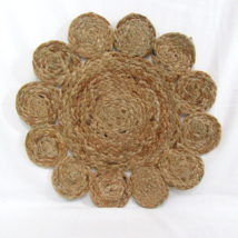 Jute Flower Natural 4-PC 15-inch Round Placemat Set - £39.96 GBP