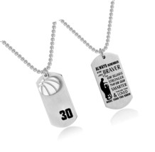 Basketball Player Number 30 Necklace Stainless Steel Cross - £54.18 GBP