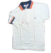 Terry Cloth Club Wear Deadstock Shirt Wht Orange Navy Polo Size 18 Vtg New 70&#39;s - $4.95