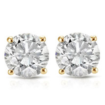 0.30 Ct Round Cut Diamond Women&#39;s Stud Earrings 14k Yellow Gold Finish 925 - £70.56 GBP