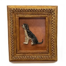3D Bearded Collie Dog Resin Frame Relief Ornate Gold 11x10&quot; Made in Phil... - $476.60 MXN
