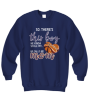 Basketball Mom Sweatshirt There&#39;s This Boy - Basketball Navy-SS - £20.54 GBP