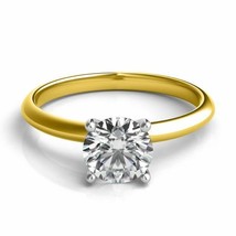 3.00CT Forever One Moissanite 4 Prong Solitaire Wedding Ring 18K Two Tone Gold - £1,187.04 GBP