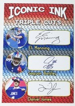 Iconic Ink Triple Cuts Facsimile Auto Eli Manning, Saquon Barkley, Daniel Jones - £1.98 GBP