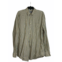 Hickey Freeman Button Front Shirt Size XL Green Multi-Color Striped Mens - $13.82