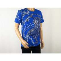 Mens PLATINI Sports Shirt With Rhine Stones Lion Chain STT8025 Royal Blue image 3