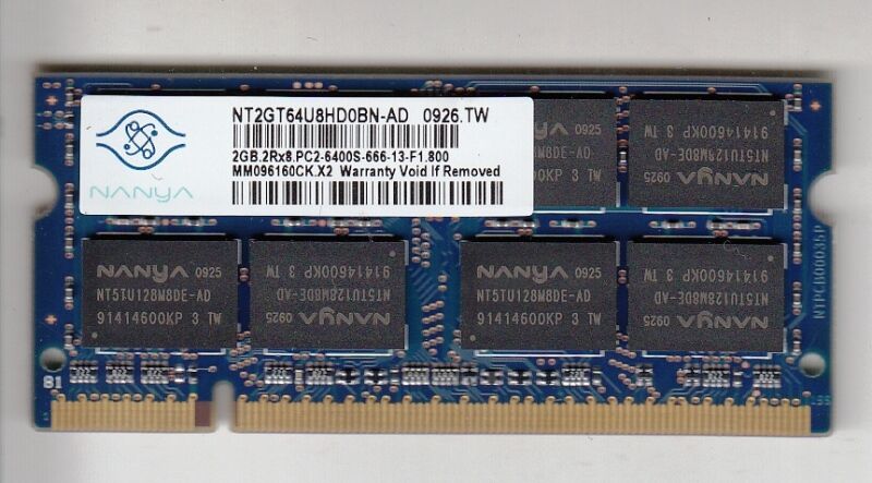 NANYA NT2GT64U8HD0BN-AD 2GB DDR2 SODIMM MEMORY MODULE PC2-6400 800MHZ - ... - $4.48