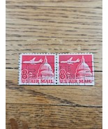 US Stamp US Air Mail 8c Used Red Strip of 2 &quot;Fight TB Support Your TB As... - $27.33 MXN