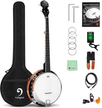 5 String Vangoa Banjo Acoustic Electric Full Size Open Back Set With Mahogany - £236.19 GBP