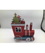 Vtg Metal Train Locomotive Engine Christmas Ornament Glitter Green Red - $363.31 MXN