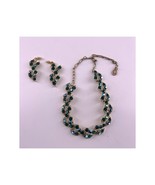 Vintage Green Aurora Borealis Crystal Rhinestone Statement Necklace Earr... - $1,835.56 MXN