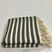 Kisa The Peshtemal Turkish Unisex Towel Black and Ivory 100% Cotton 70"Lx36"W - £26.15 GBP