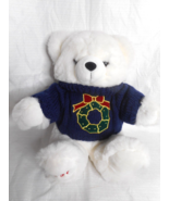 1997 Main Joy White Teddy Bear Holiday Wreath 19&quot; Plush Soft Toy Stuffed... - £19.66 GBP