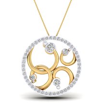 SwaraEcom 14K Yellow Gold Plated Round Cut AAA Cubic Zirconia Ladies Circle Pend - £39.95 GBP