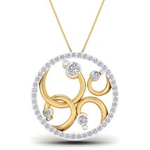 SwaraEcom 14K Yellow Gold Plated Round Cut AAA Cubic Zirconia Ladies Circle Pend - £39.30 GBP