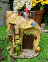 Ebros Fairy Garden Mr Gnome &amp; Frog Mini Helix Snail Cottage House Figurine 7.5&quot;L - £22.37 GBP
