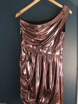 NWT Phoebe Couture Pink Metallic Sexy Grecian Shirred One Shoulder Dress 6 $290 - £141.36 GBP