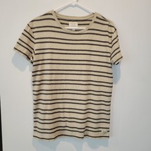 American Eagle Outfitters T Shirt Adult Small Beige Green Striped Short ... - $12.20