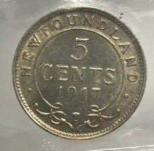 Canadian 1917C Newfoundland 5¢ Coin (Free Worldwide Shipping) - £50.27 GBP