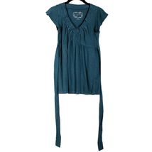 Summer V-neck Tie Back Blue color Blouse Top Women's Hillard &amp; Hanson Ca... - $10.99