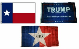 K&#39;s Novelties 3x5 Trump #1 &amp; State of Texas &amp; City of San Antonio Wholesale Set  - £18.99 GBP