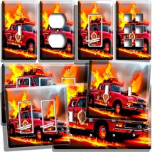 Red Firefighter Fire Pickup Truck Light Switch Outlet Wall Plates Fireman Decor - £8.95 GBP+