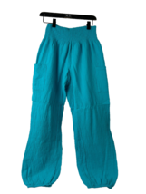 bobi Los Angeles M Mermaid Teal Cotton Gauze Smocked Waist Cargo Jogger ... - $24.16