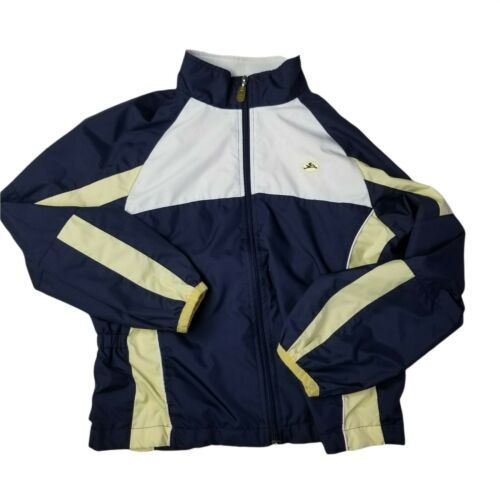 Hanes Sport Jacket Girls Large 10-12 Blue Yellow Lined Vented 90s Windbreaker - £3.80 GBP