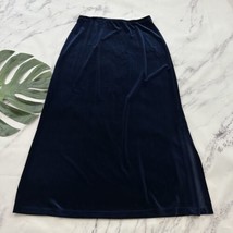 Impressions Womens Vintage Y2k Vevlet Maxi Skirt Size L Navy Blue Slip Side Slit - £22.94 GBP