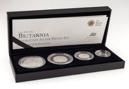 2012 United Kingdom Royal Mint Four-Coin Silver Britannia Proof Set w/ B... - $197.99