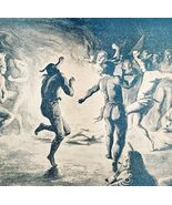 1891 Sioux Ghost Dance Blue Plate Print Victorian Indian War History F6G - $29.99