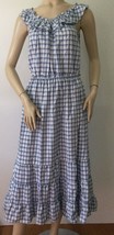 New Max Studio Plaid Blue/White Tiered Sleeveless Midi Dress (Size L) - £23.94 GBP