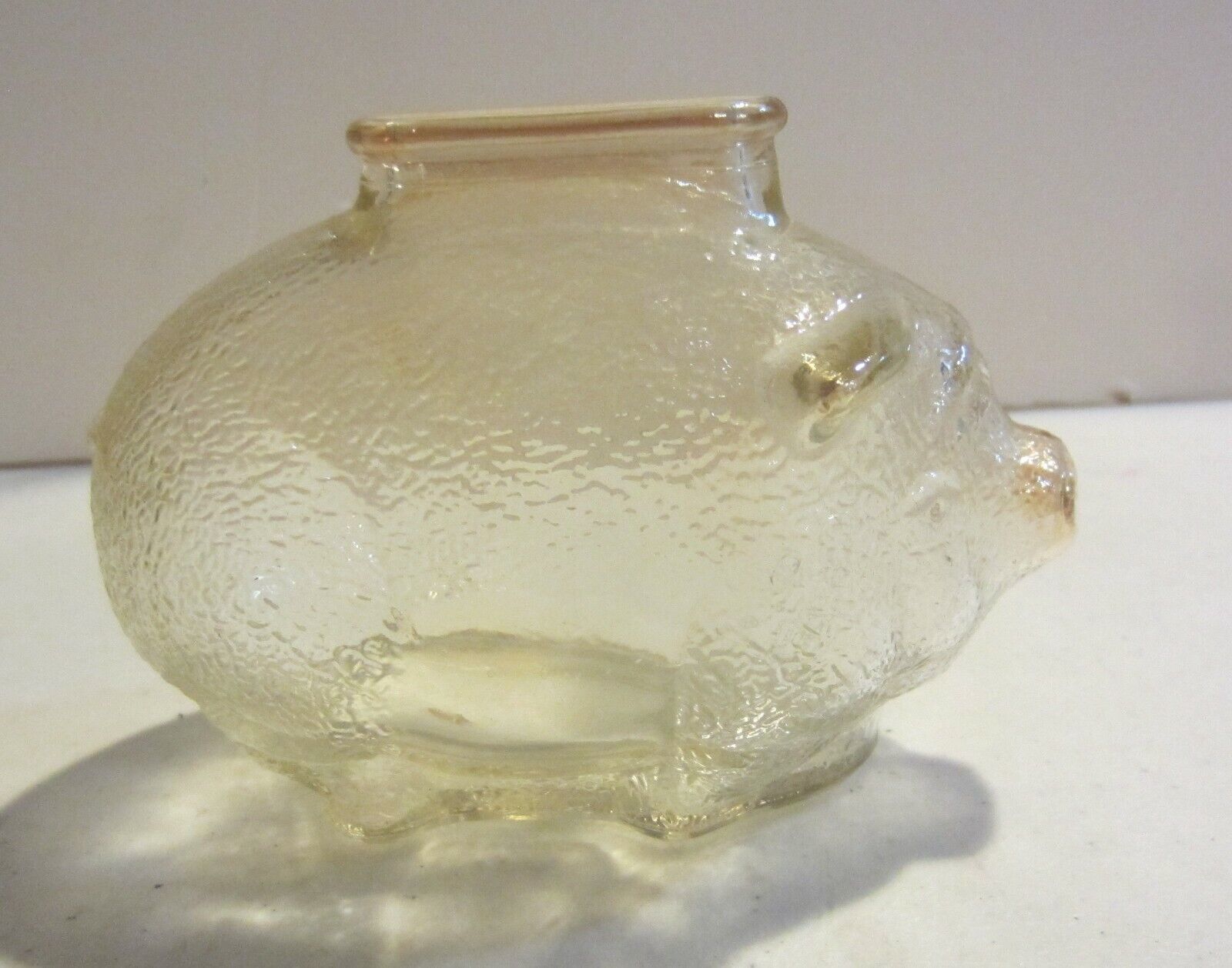 Vintage Anchor Hocking  Iridescent  Glass Pig Piggy Bank  - $17.05