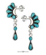 Sterling Silver Multi Stone Simulated Turquoise Crescent Earrings With Dangles  - $103.99