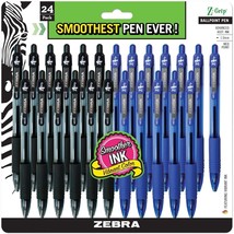 Zebra, A Bulk Set Of 24 Ink Pens; Z-Grip Retractable Ballpoint Pens; Medium - £32.39 GBP