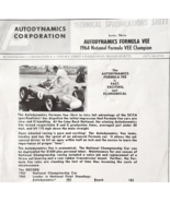 1964 Formula VEE Champion Tech Spec Sheet Autodynamics Corp Auto Kits DW... - €26,63 EUR