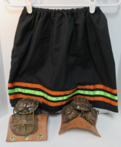 New Native American Seminole Girl&#39;s Handmade Black Grn/Org Ribbon Skirt ... - £27.62 GBP