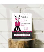 Personalized Milestone Pink Bunny Birthday Invitation - $9.99